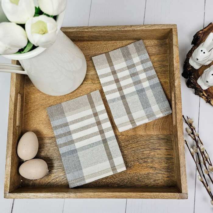Zestaw serwetek checked beige