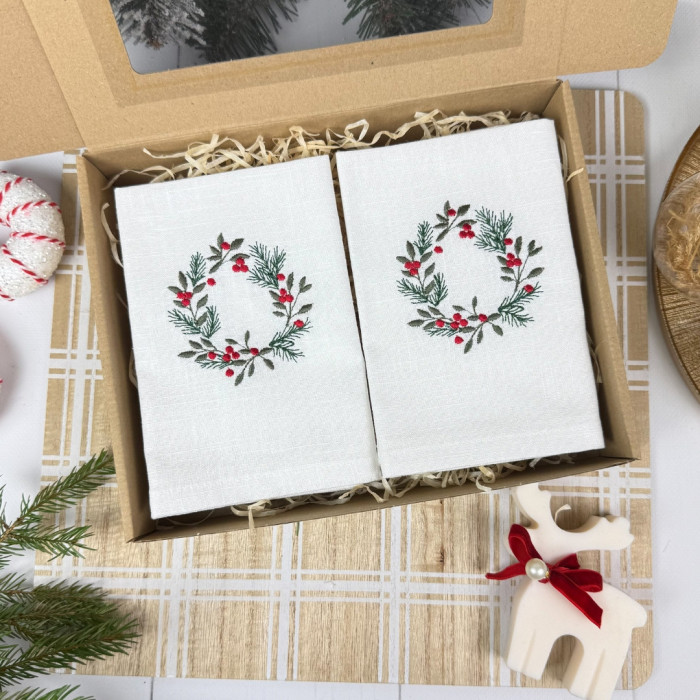 Zestaw serwetek xmas wreath white