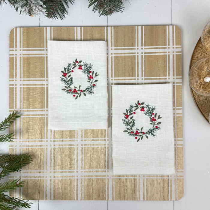Zestaw serwetek xmas wreath white