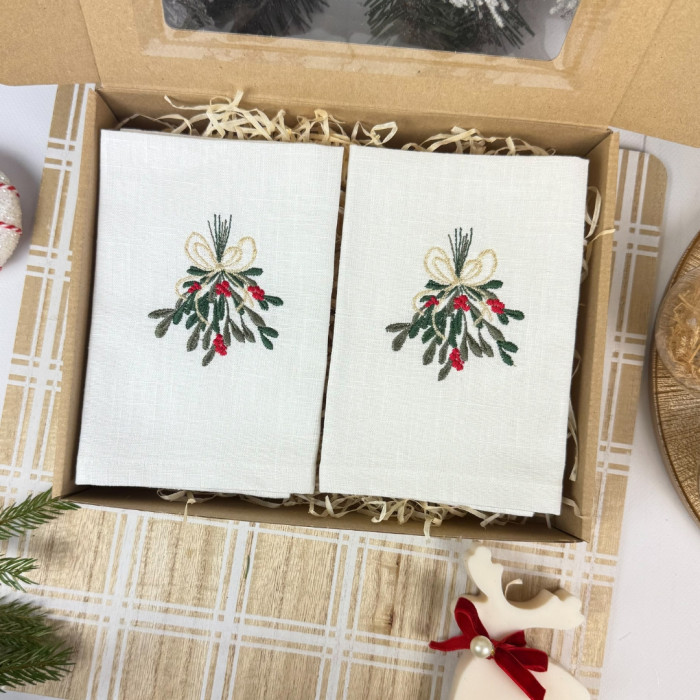 Zestaw serwetek xmas mistletoe white