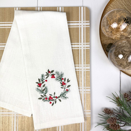 Ściereczka kuchenna xmas wreath white