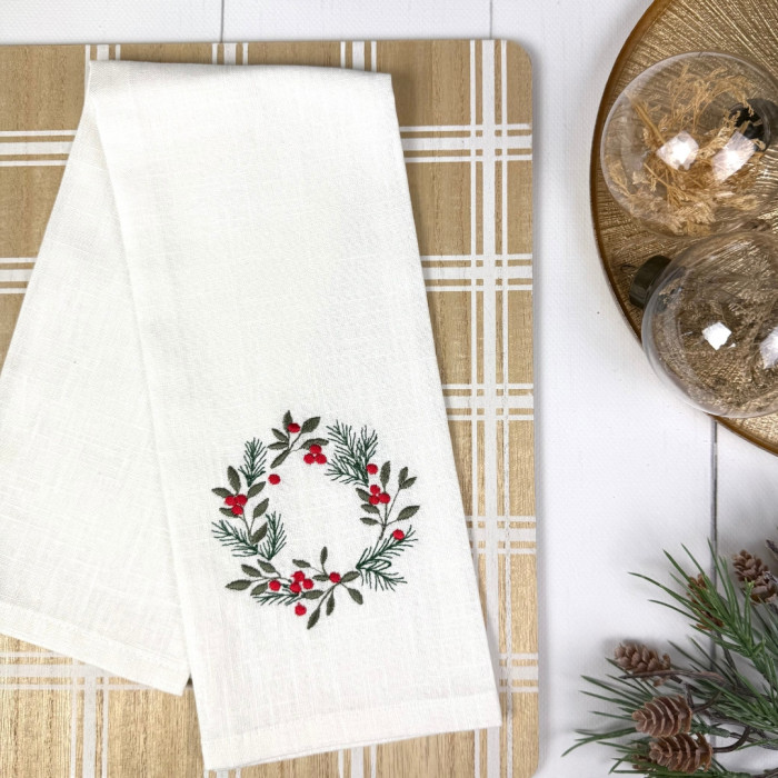 Ściereczka kuchenna xmas wreath white